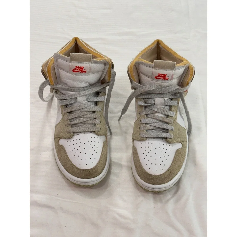 Womens Air Jordan 1 High‎ Zoom CMFT Olive Aura Size 7 White Khaki CT0979-102